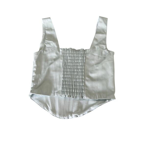 7 for all Mankind Light Blue Corset Top Faux Leather Size Small Lined Side Zip - Picture 2 of 8